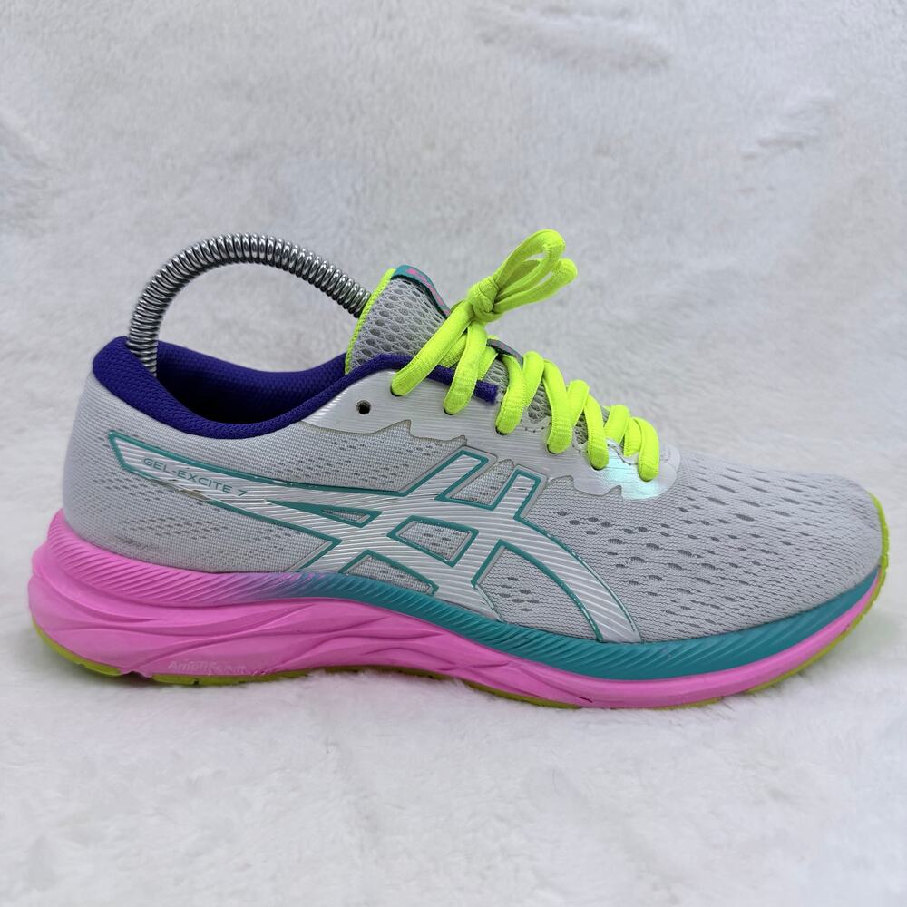 ASICS Gel-Excite 7 Womens Running Shoes White Neon Pink Size 8 Athletic Sneakers